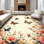Fluttering Butterflies Floral Garden Rug