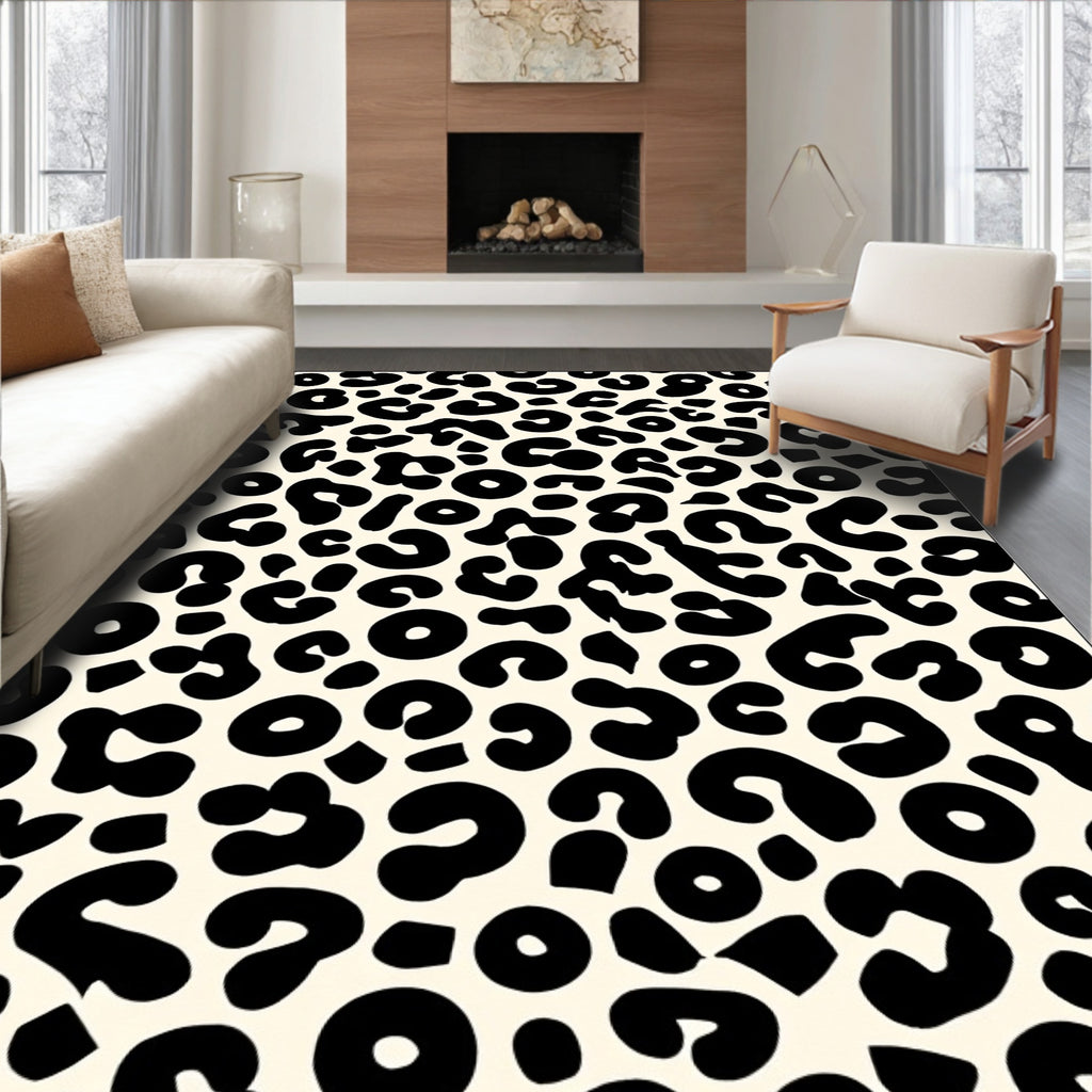 Bold Black Leopard Print Design Rug