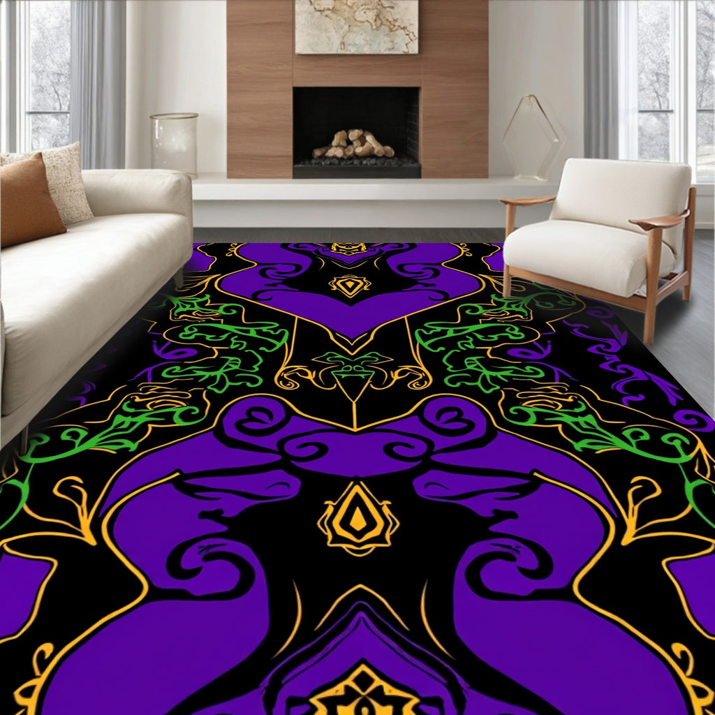 Purple Bold Swirling Organic Design Rug