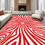 Bold Red Swirling Abstract Lines Rug