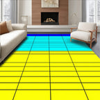 Bold Blue Yellow Stripe Grid Rug
