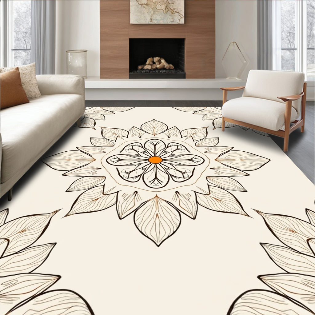 Ornate Mandala Floral Blossom Design Rug