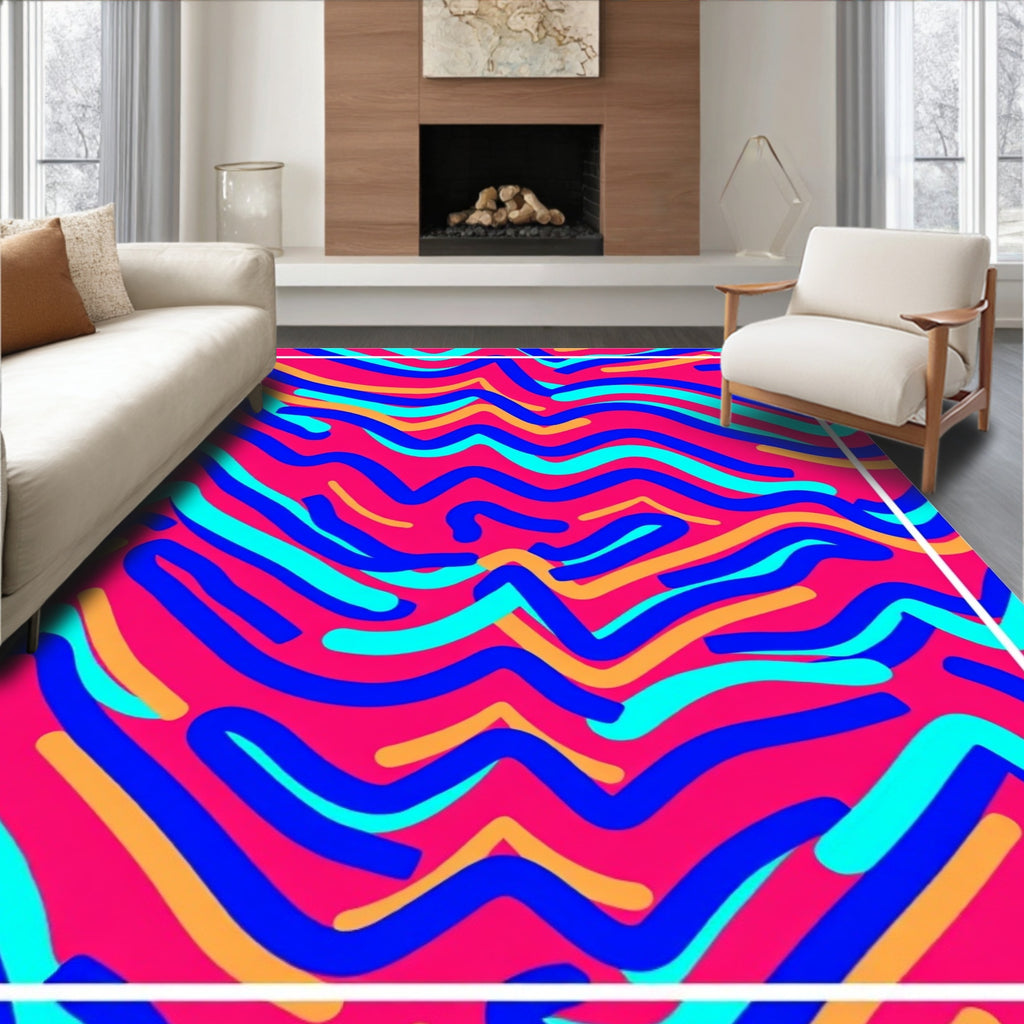 Bold Wavy Abstract Stripes Rug