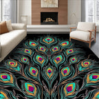 Vibrant Peacock Feather Pattern Design Rug