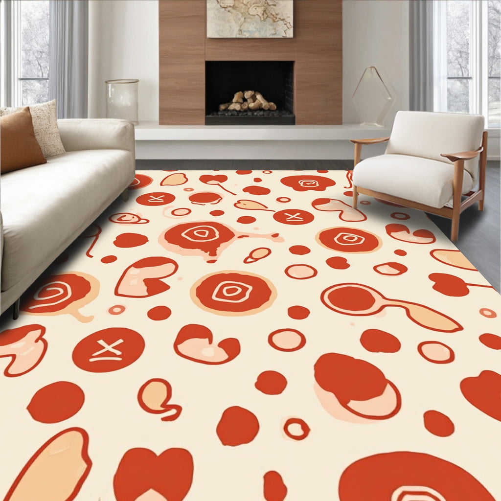 Abstract Organic Shapes Red Design Rug