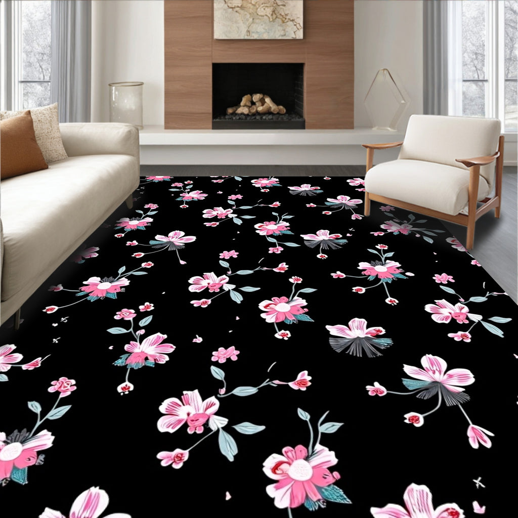 Delicate Pink Blossom Pattern Rug