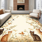 Floral Branches Curious Cats Rug