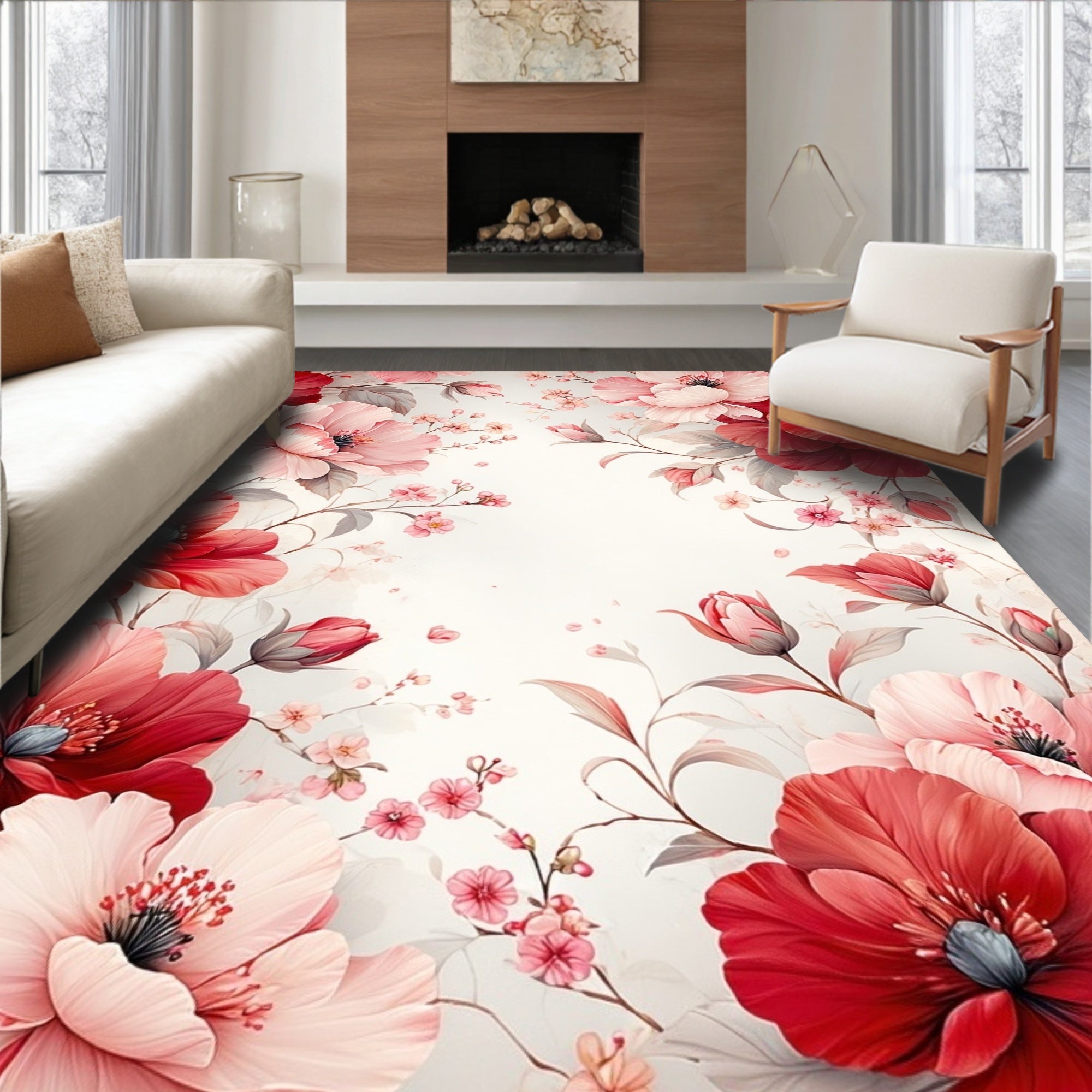 Vibrant Floral Arrangement Art Rug