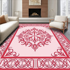 Ornate Red Floral Medallion Pattern Rug