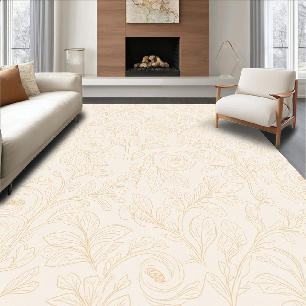 Elegant Nature Inspired Swirl Pattern Rug