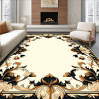 Ornate Floral Scrollwork Frame Design Rug