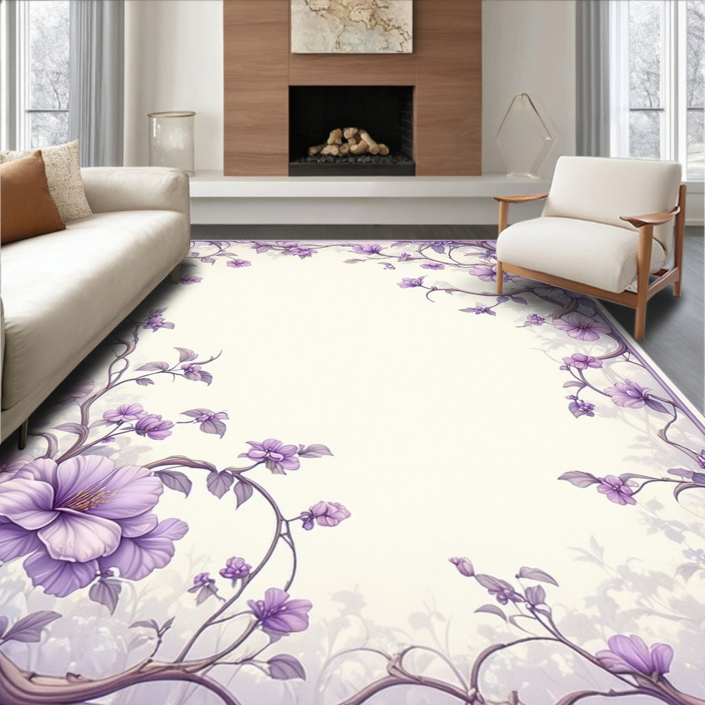 Whimsical Floral Vine Pattern Rug
