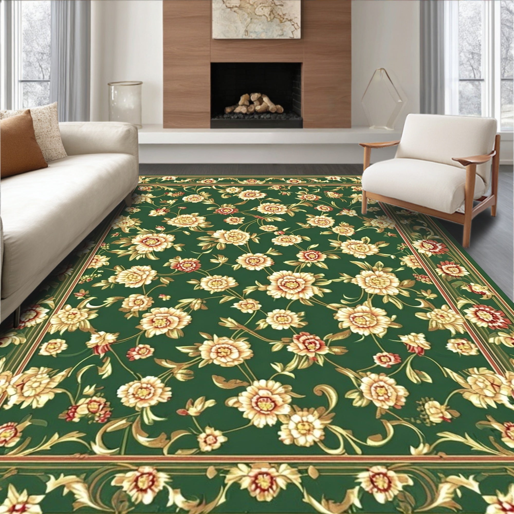 Classic Floral Vine Pattern Rug