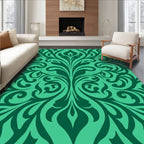 Emerald Green Floral Damask Rug