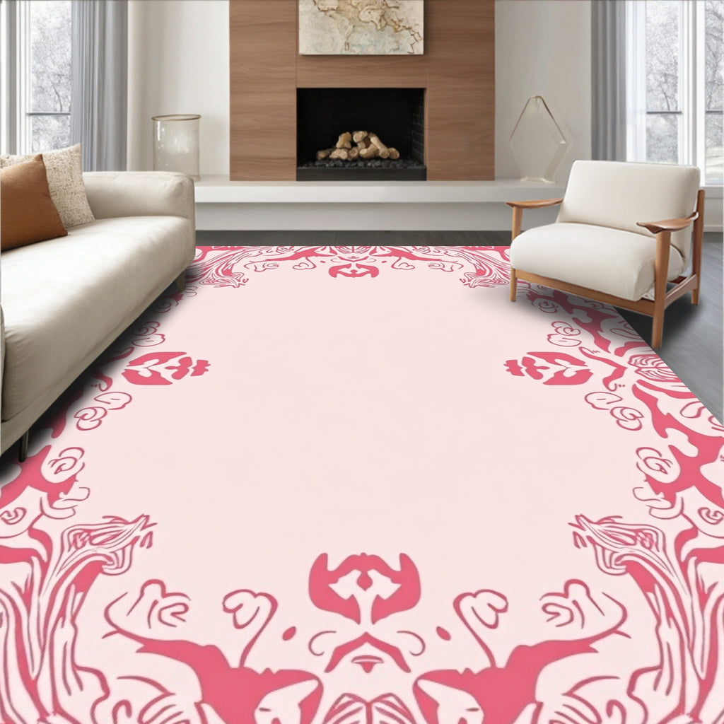 Intricate Pink Swirl Mandala Design Rug