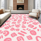 Playful Pink Abstract Brushstroke Pattern Rug