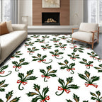Festive Holly Berry Sprig Garland Rug