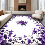 Elegant Purple Floral Vine Frame Rug