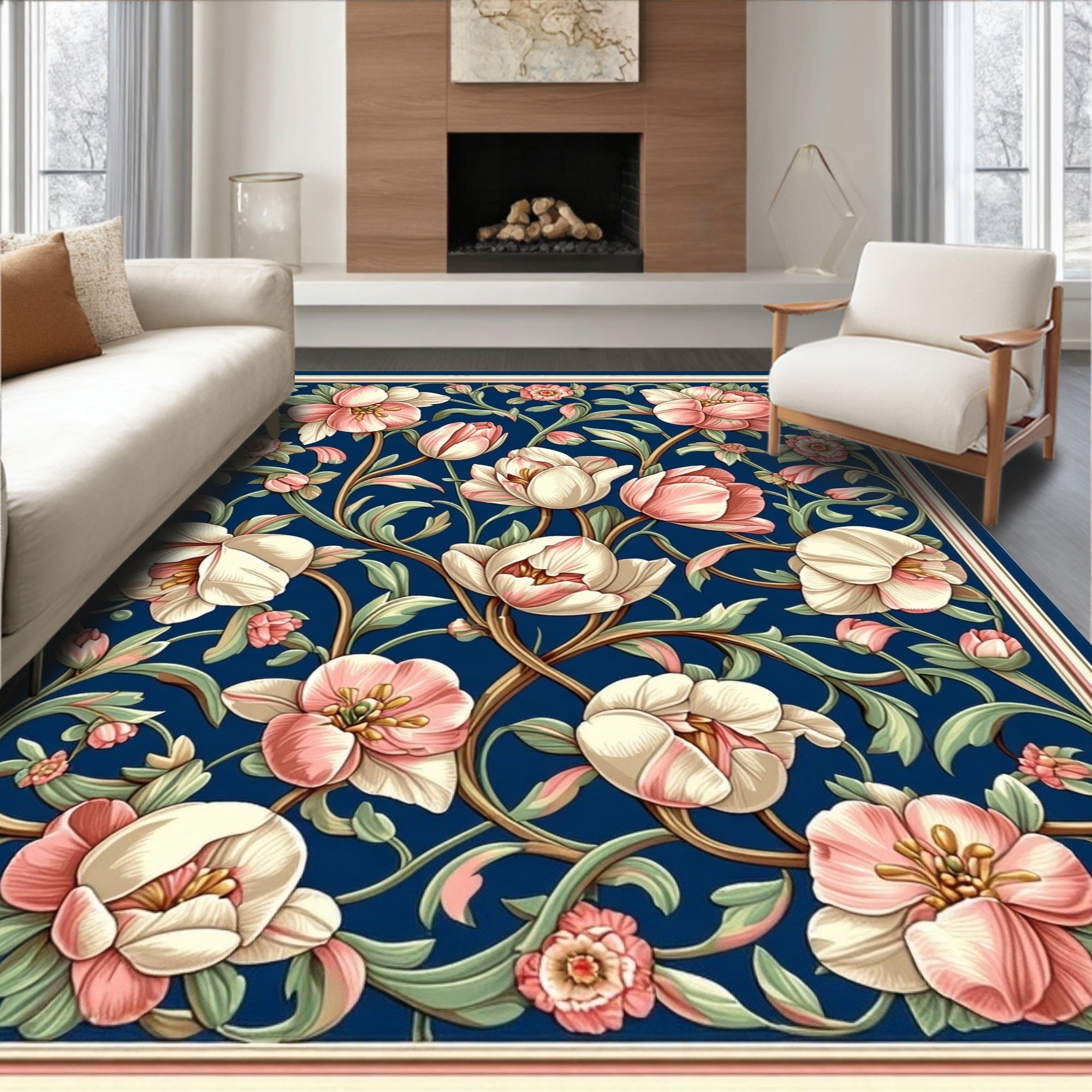 Art Nouveau Floral Pattern Rug