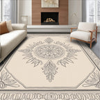 Elegant Floral Medallion Bordered Design Rug