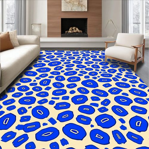 Abstract Blue Organic Shape Design Rug