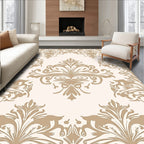 Classic Beige Floral Scroll Pattern Rug