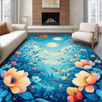 Enchanting Floral Night Sky Pattern Rug
