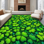 Emerald Green Clover Pattern Rug