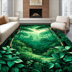 Lush Green Forest Canopy Design Rug
