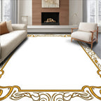 Art Nouveau Gold Floral Border Design Rug