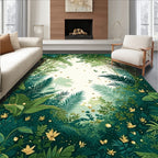Lush Tropical Forest Birds Flowers Rug
