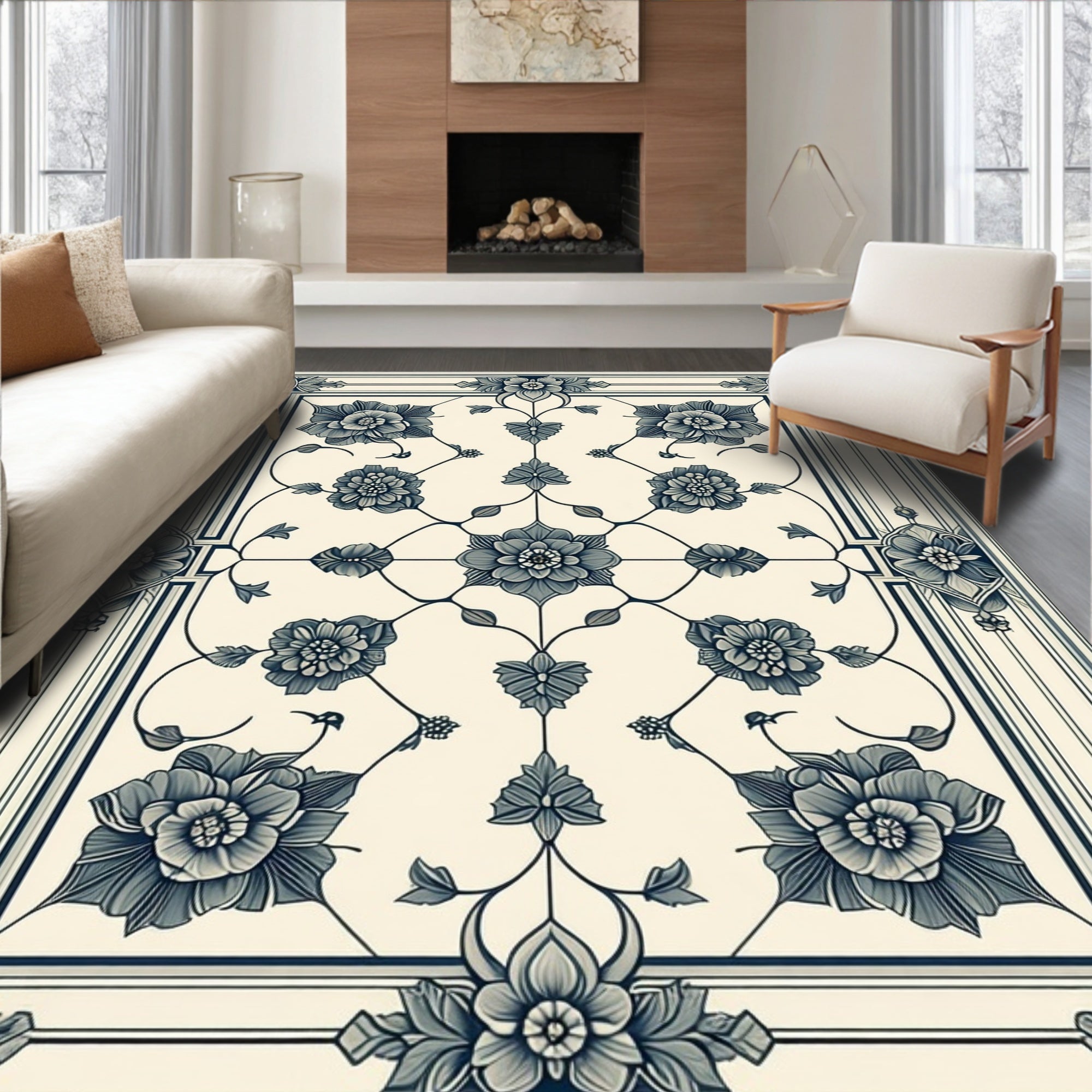 Classic Floral Medallion Pattern Rug