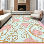 Vintage Floral Swirls With Pink Bloom Rug