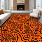 Abstract Black Floral Swirl Pattern Rug