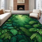 Lush Tropical Rainforest Leaf Pattern Rug