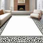 Elaborate Black and White Patterned Rug