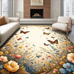 Whimsical Butterflies Floral Garden Rug