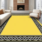 Black White Geometric Border Rug
