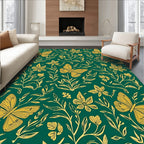 Golden Butterfly Emerald Garden Rug