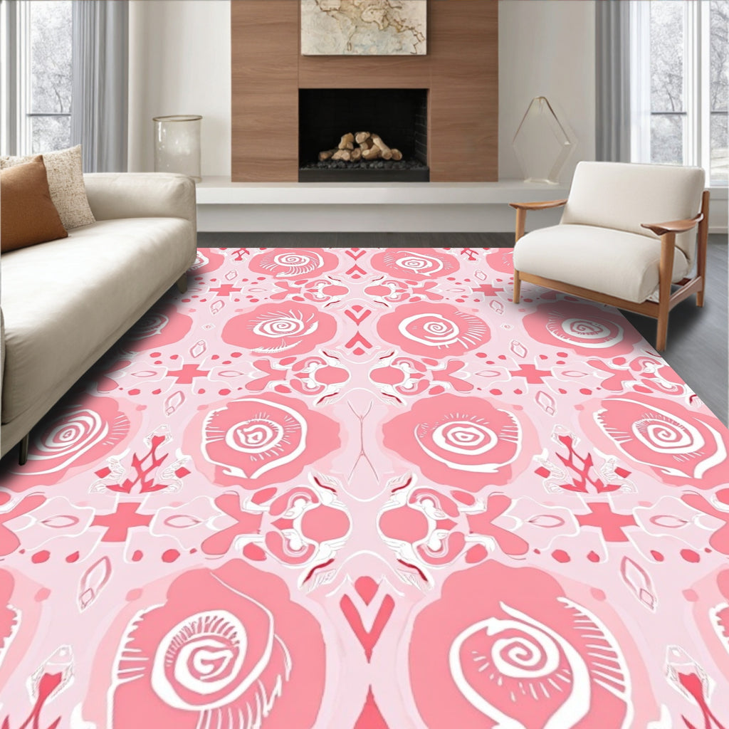 Pink Floral Abstract Pattern Rug