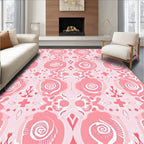 Pink Floral Abstract Pattern Rug