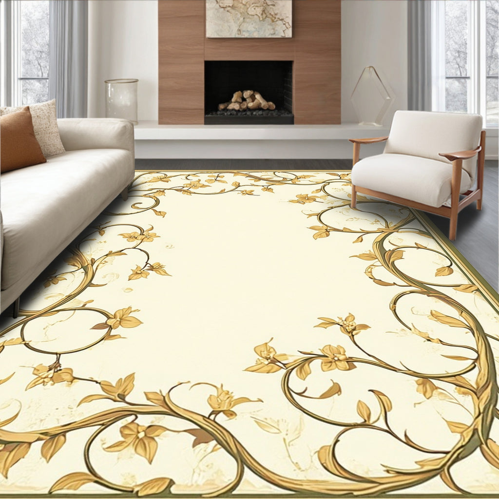 Elegant Floral Vine Art Nouveau Rug