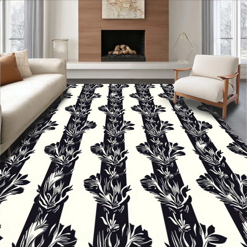 Bold Floral Stripes Design Rug