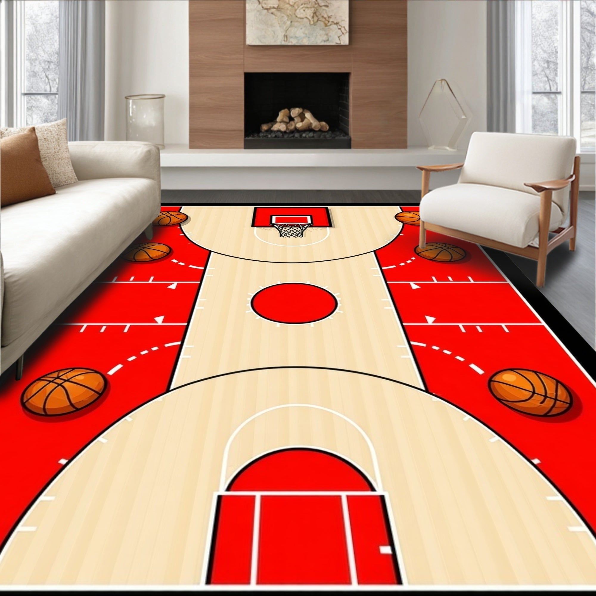 Sport Court Basketball Court Design Rug
