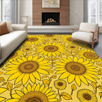 Vibrant Yellow Sunflower Pattern Design Rug