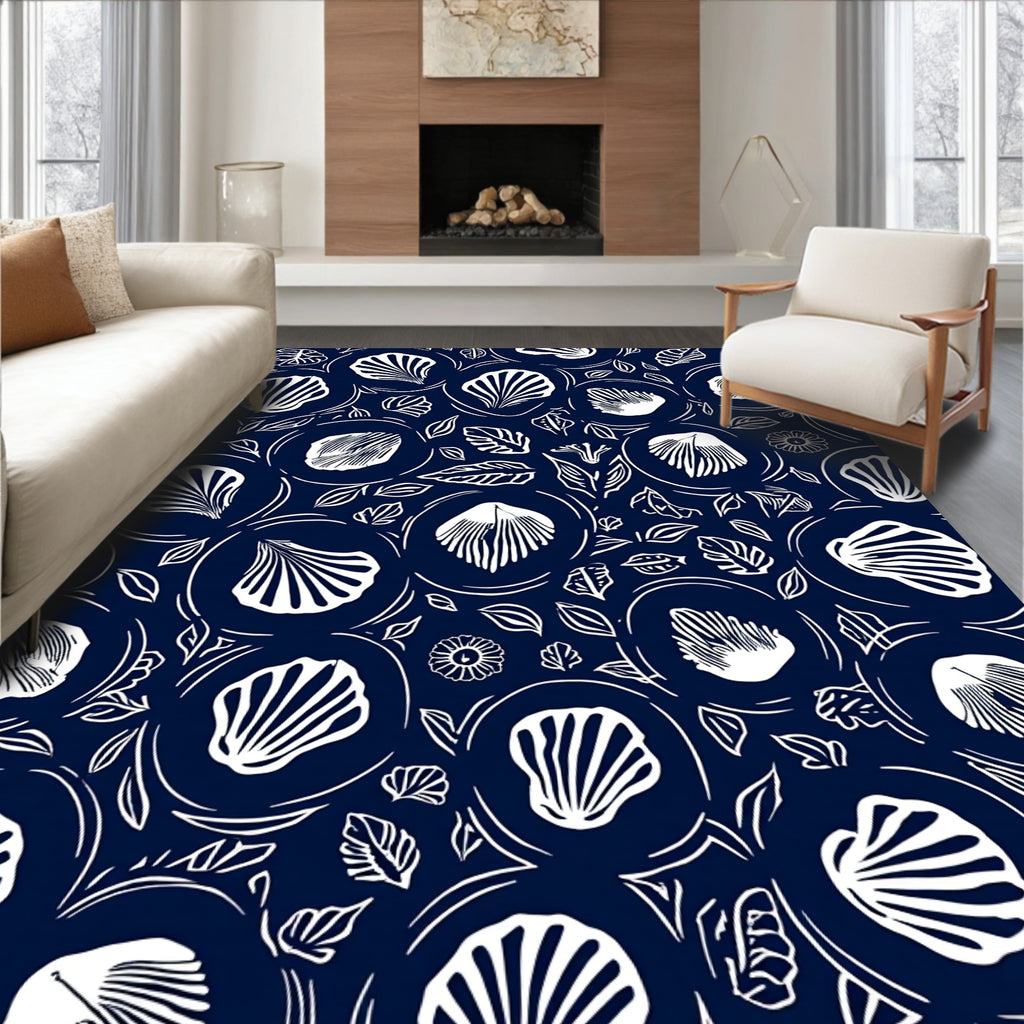 White Shell Garden Pattern Design Rug