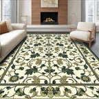 Floral Vine Bordered Cream Rug