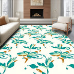 Teal Botanical Abstract Pattern Rug
