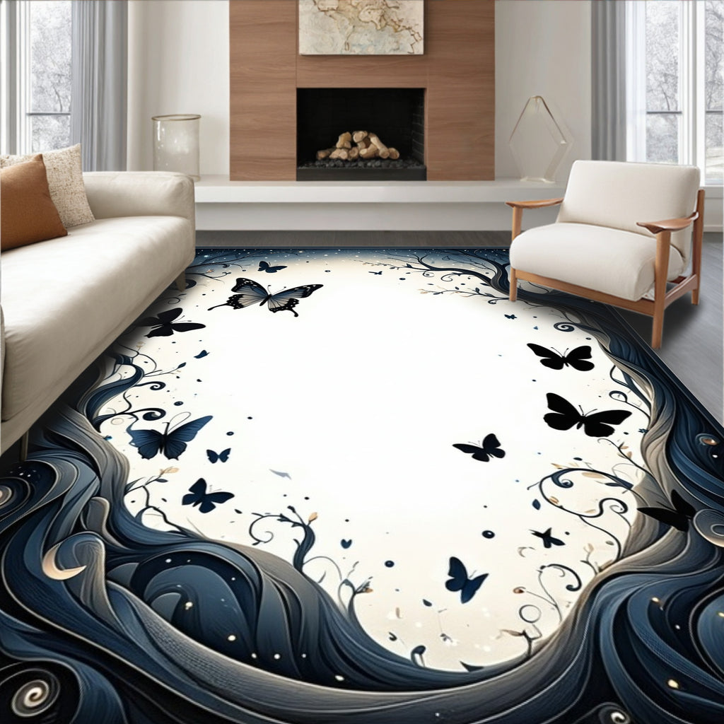 Night Sky Butterfly Swirl Design Rug