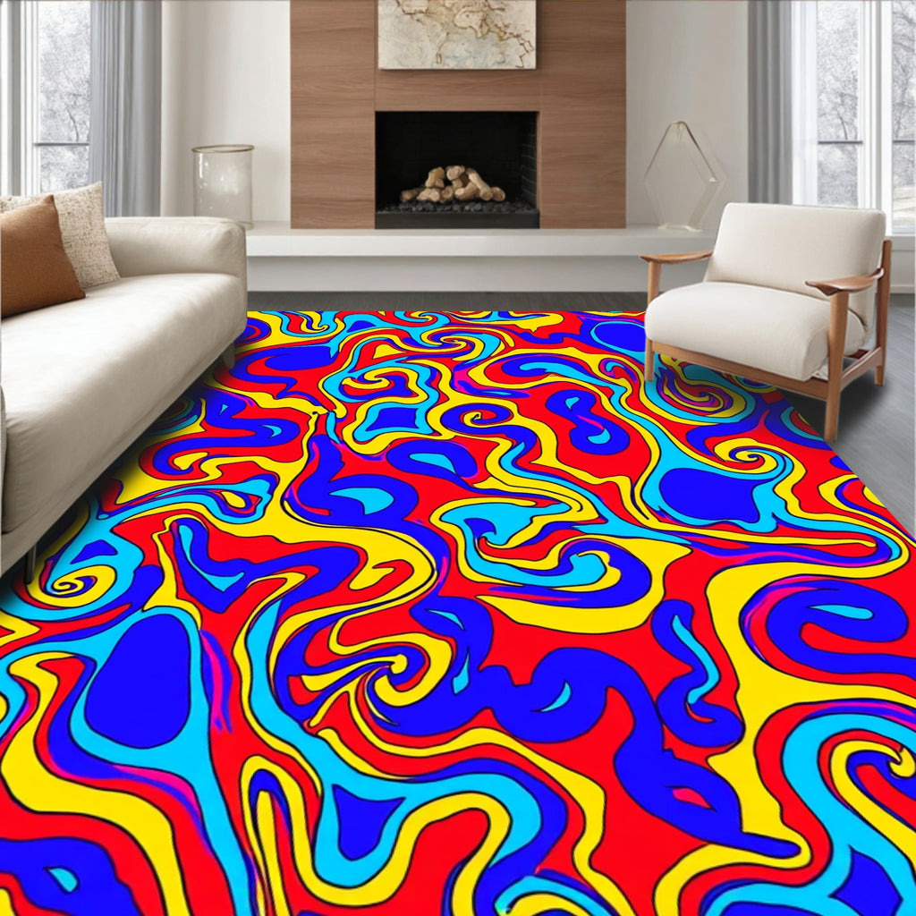 Vibrant Swirling Abstract Pattern Rug
